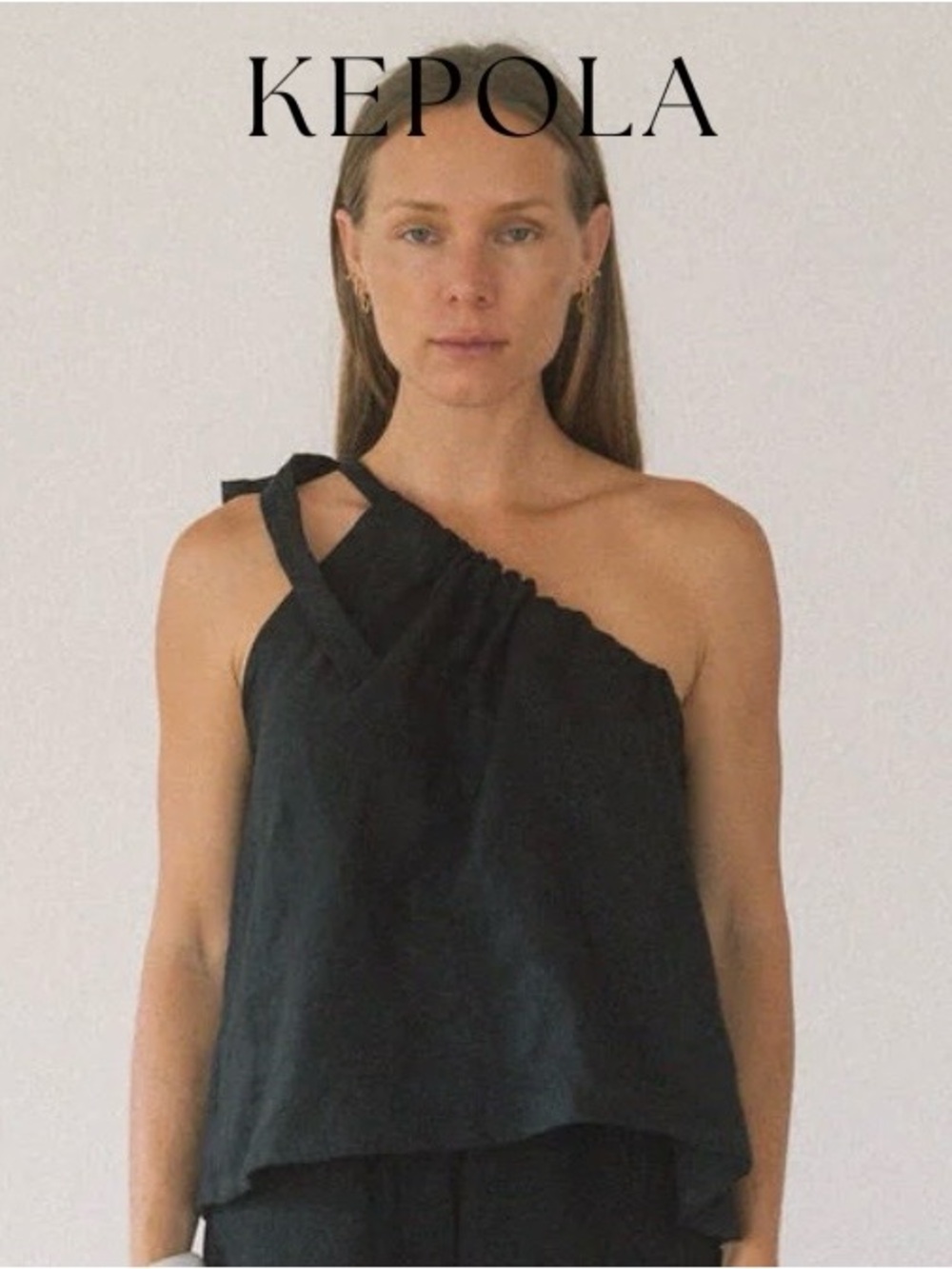 Kepola Asymmetrical One-Shoulder Black Top